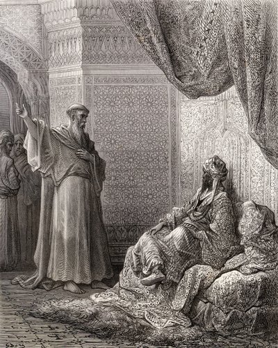 St. Franciscus van Assisi (1181-1226) probeert de Sultan Malek Kamel te bekeren, illustratie uit 